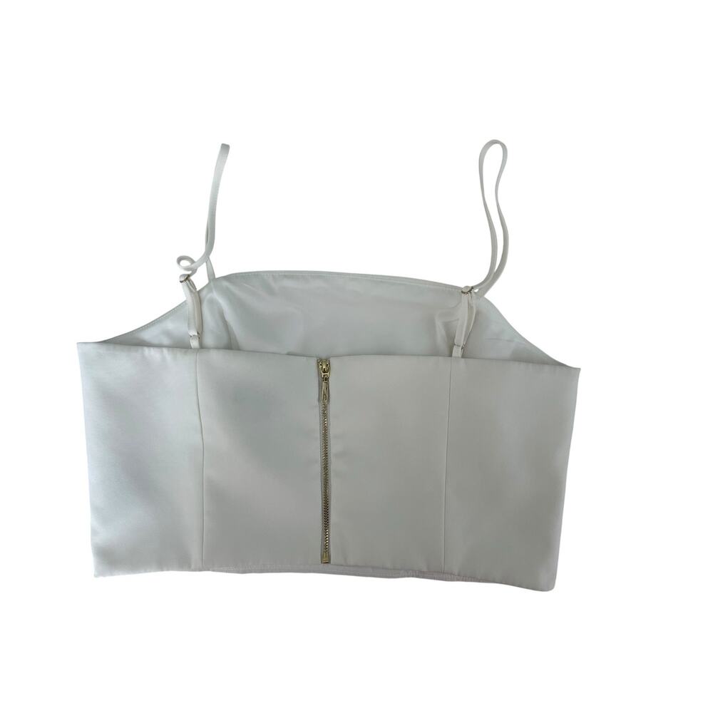 Tahari ASL Women's Ivory Satin Cropped Camisole Top Size 12 - Picture 4 of 6